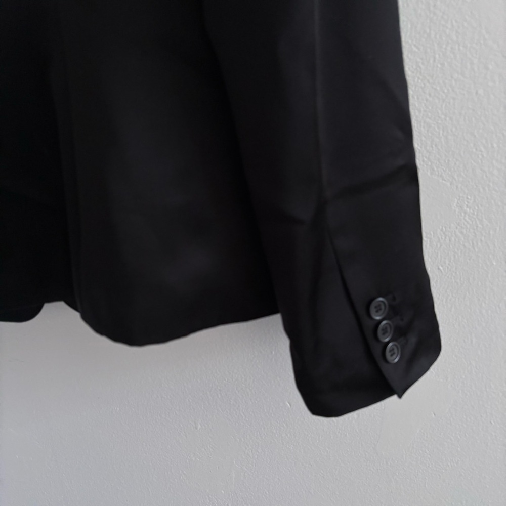 Black Satin Button Front Blazer Jacket Size 8 - Picture 12 of 14